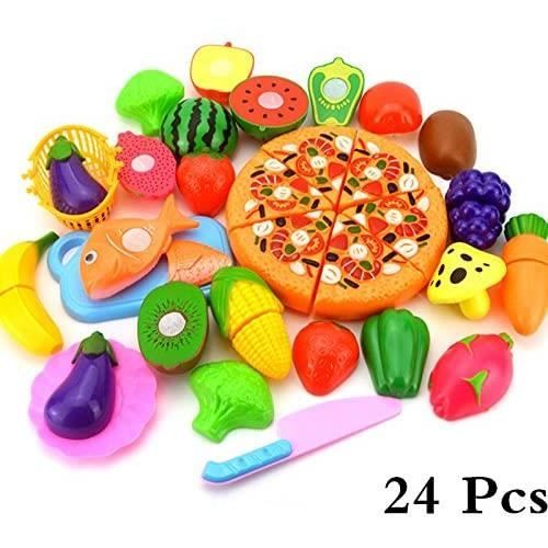 Lot de 24Pcs Jeu D'imitation Coupe Fruits Légumes Jeu Enfants Kid Jouet  éducatif a decouper de Cuisine Pizza pour Les Enfant a la M - Cdiscount Jeux  - Jouets