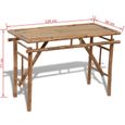KAI Table pliable de jardin 120x50x77 cm Bambou-3