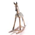 Cheval à bascule en bois 60cm, statue décoration rétro vintage Beige-3