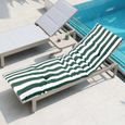 Matelas de transat bain de soleil - Vert rayé blanc - 180x55x7cm - 100% polyester-3