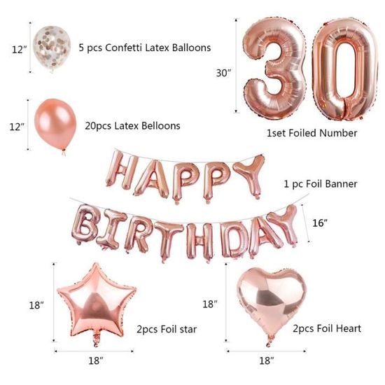 Or Rose Weimi 13 Ans Anniversaire D/écorations Filles Ballon Aluminium Happy Birthday Anniversaire Banni/ère