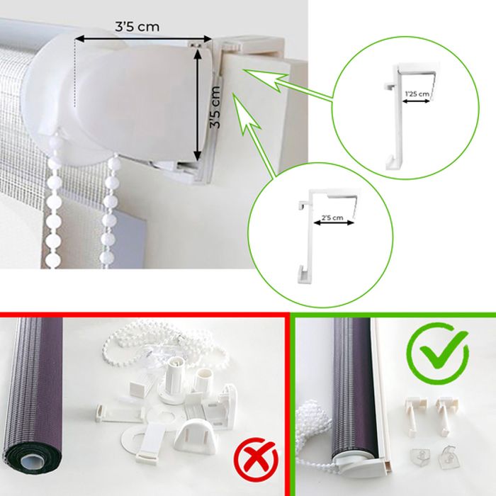 Store Enrouleur EasyFix Sans Perçage – Tissu Semi-transparent 34x180 Cm, Blanc Ivoire, Intérieur