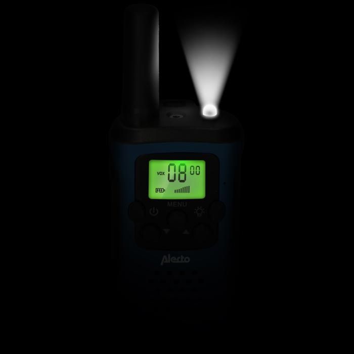 Talkie-walkie ALECTO 7 Km – Lot De 2, Lampe Torche Intégrée, Portée Longue, Communication Extérieure, Cadeau Enfant