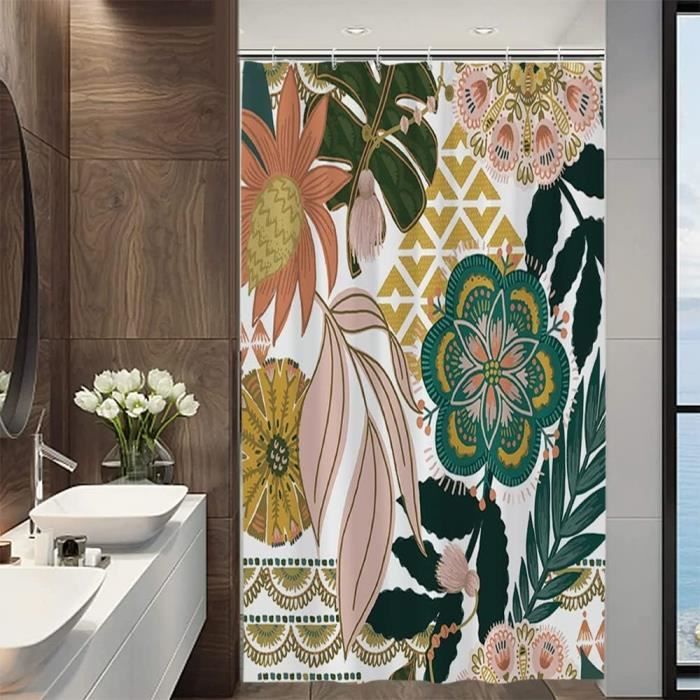 Rideau De Douche Fleurs Cerisier Sakura - Anti-Moisissure Imperméable 180x180cm - Décor Printanier Pour Salle De Bain