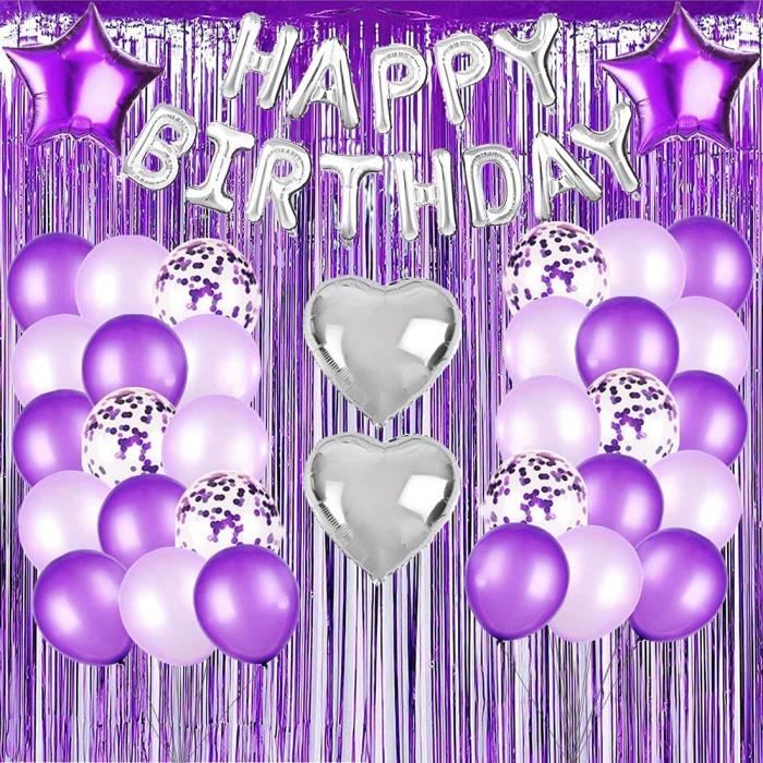 Decoration Anniversaire Set Fille D'anniversaire Ballons Décoration Set  Violet Thème Fête Anniversaire Décoration avec Happy [W34] - Cdiscount  Maison