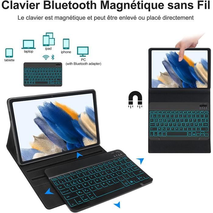 Clavier Tablette Samsung Tab A8, Touchpad Pour Samsung Galaxy Tab A8 10.5  '' 2021, 2 Canaux Bt, Mégnétique Détachable Azerty [J10] - Cdiscount  Informatique