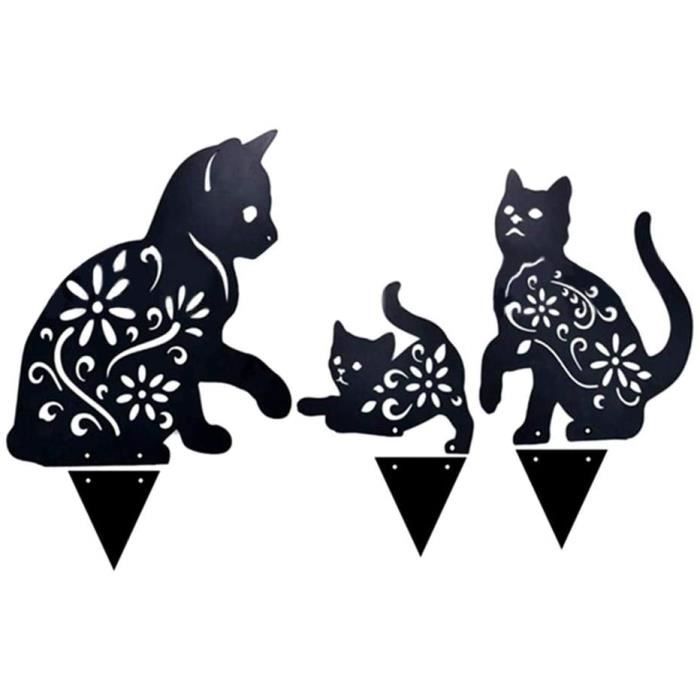 Silhouette chat assis intrigué - déco de jardin en métal, vente au