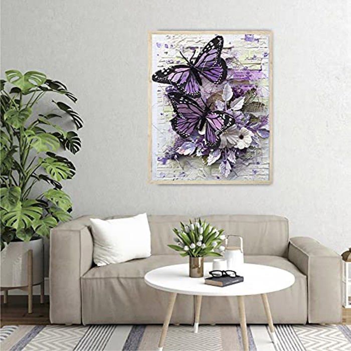 Kit Peinture Diamant 5D - Motif Papillon Blanc Et Doré - Toile 30x40 Cm - Activités Manuelles Adultes/enfants