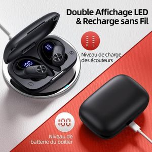 Écouteurs Bluetooth 5.1 Sans Fil Avec Écran LED - IPX7 Étanche - Réduction Bruit - Contrôle Tactile