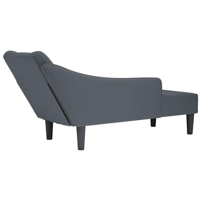 (56723)Chaise longue CHIC,Fauteuil long avec accoudoir droit gris foncé ...