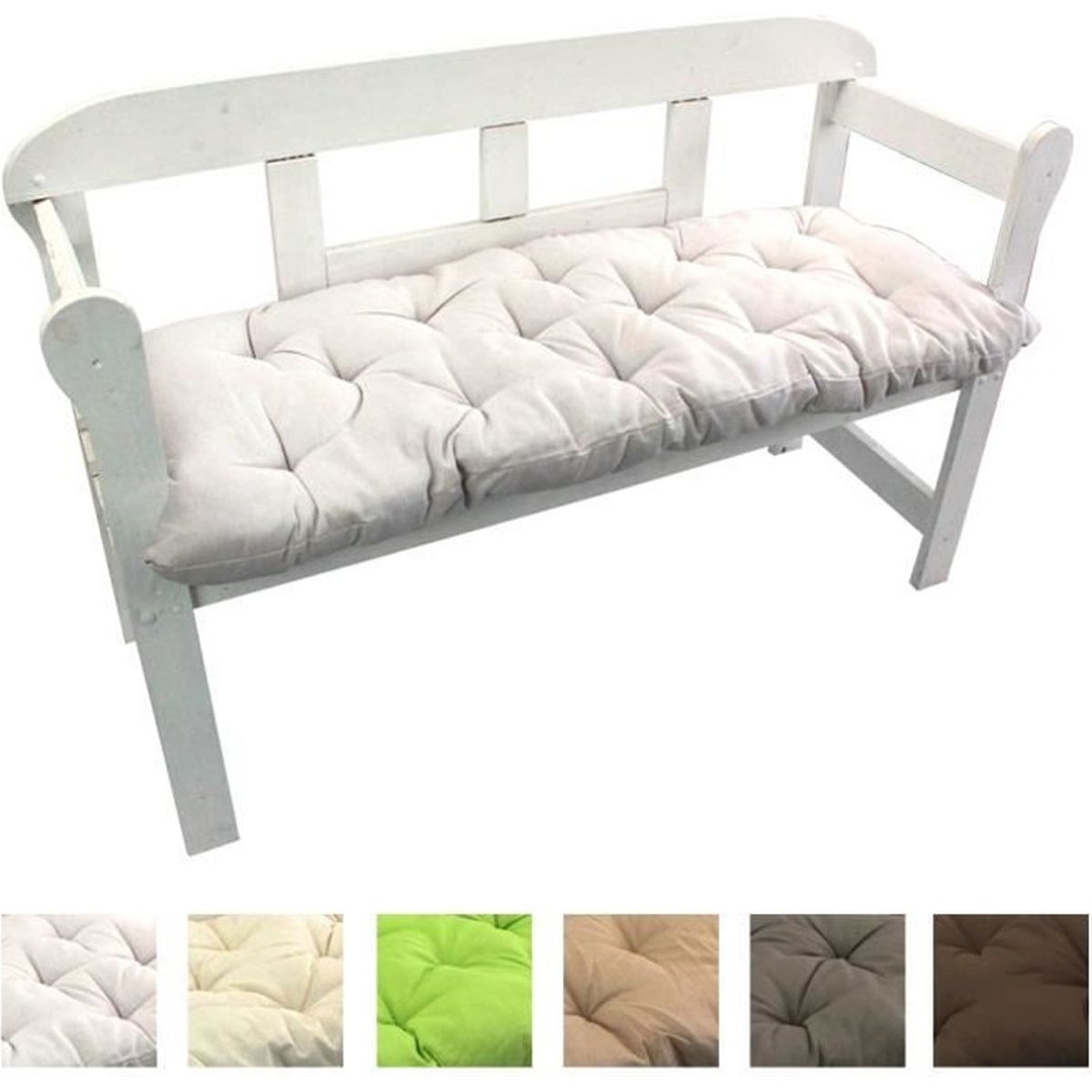 Coussin Pour Banc 140 X 50 X 8 Cm Blanc Coussins Matelasses