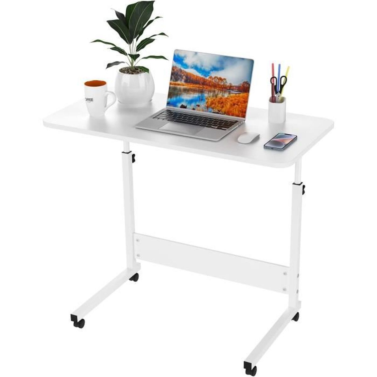 Bureau mobile, Table informatique avec Roulettes, Table d’ordinateur
