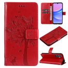 BOONGET Housse Samsung Galaxy A16 5G Etui en Cuir PU Portefeuille Antichoc Flip housse Rétro Emboss Série de Chat et d'arbre Rouge