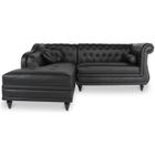 INTENSE DECO Canapé d'angle gauche Empire Noir style chesterfield