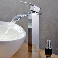 iDeko® Robinet Mitigeur lavabo salle de bain personnalisée évier robinet cascade contemporaine mitigeur finition chromée