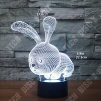 TD® Lampe optique poser décoratif tactile couleurs illusion optique - modèle petit lapin - faible consommation câble USB 3 piles