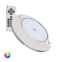 TECHBREY Spot LED Piscine en Saillie Inox RGB 12V AC 35W IP68 Ø260x30 mm RGB avec télécommande 