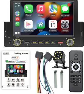 AUTORADIO Stéréo de voiture 1 DIN Bluetooth Apple CarPlayer Android Auto Autoradio à écran tactile de 6,2