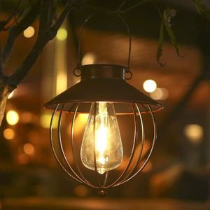 LAMPION Lanterne solaire pour extérieur - Marque - Modèle - Étanche - Vintage en métal - Noir/Bronze