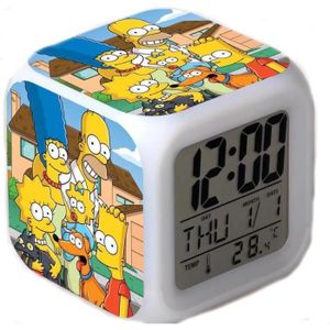 RÉVEIL SANS RADIO Simpsons Réveil Numérique À Led Coloré Pour Chambre D'Enfant, Date, Heure, Température[J4111]