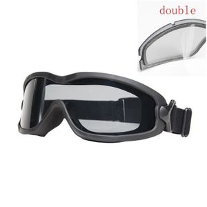 LUNETTE - VISIÈRE CHANTIER Double noir - lunettes de Protection pour les yeux, avec simple ou Double couche de verre de Protection tacti