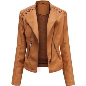 Perfecto cuir camel femme sales