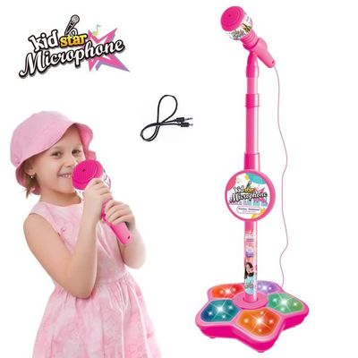 Microphone karaoké sans fil,Avec 5 lumières colorées, le meilleur jouet musical pour garçons et filles