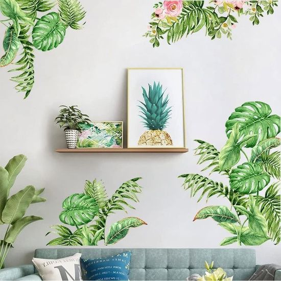 Sticker Déco Plante Autocollant Mural Palmier Tropical Decalmile