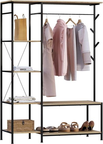 Porte-manteau ESituro Avec étagères - Pratique Et Mobile Pour Rangement Vêtements Et Chaussures