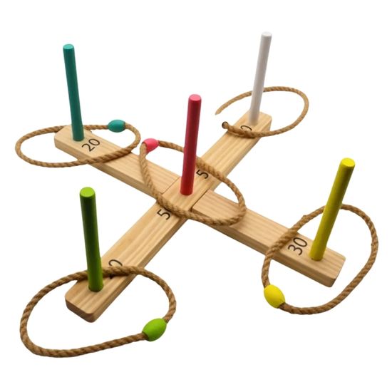 Relaxdays Jeu de Lancer d'Anneaux, Loisir pour Petits et Grands, avec 5