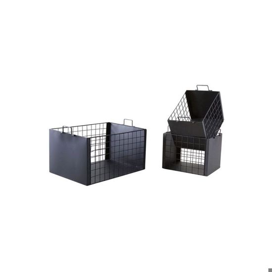 Caisses De Rangement En Metal Laque Noir Mat Lot De 3 Noir
