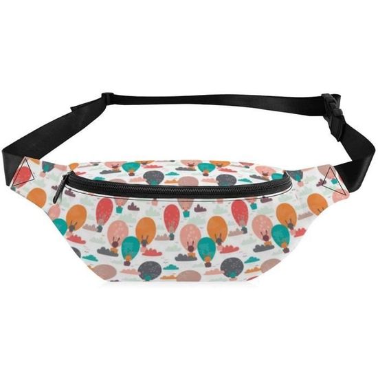 Sac banane pour chien teckel décontracté sac de taille réglable sac à bandoulière pour le sport et les voyages, Noir , Taille unique