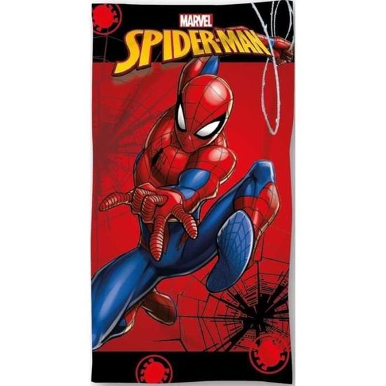 Serviette de bain ou drap de plage Spiderman Marvel rouge 70x140 cm