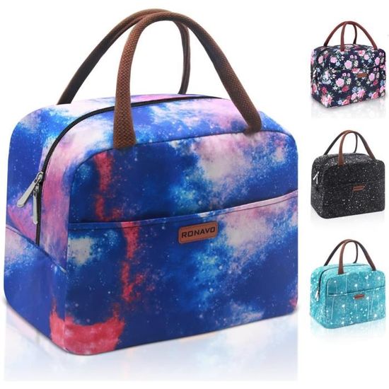 WUNZILO Sac à Déjeuner Isotherme Réutilisable - Lunch Bag Pliable 3 Couches Épaisses Pour Travail Et École