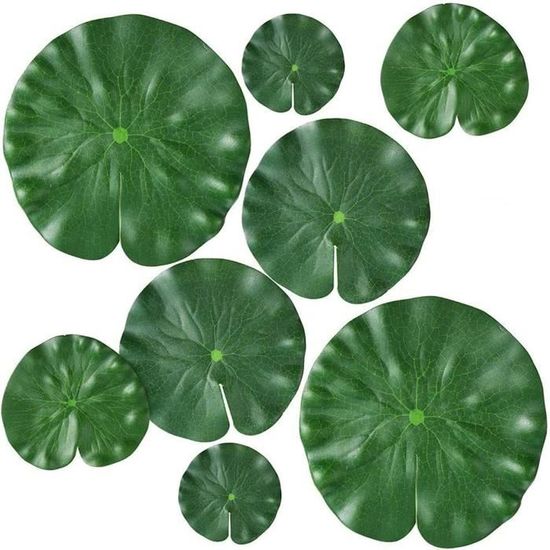 6 Feuilles De Lotus Flottantes + 6 Grenouilles Déco Pour Étang Ou Aquarium - Décoration Naturelle