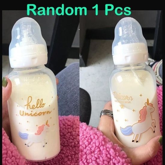Bouteilles de lait en verre pour bébé de 300ML, cadeau pour nouveau-né, biberon droit, sucette, lait, alimentation en [D31F373]