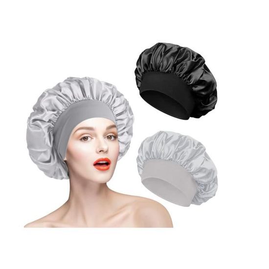 SET SATIN - Protéger Et Doucher - Noir Bonnet En Satin Bonnet De Dou