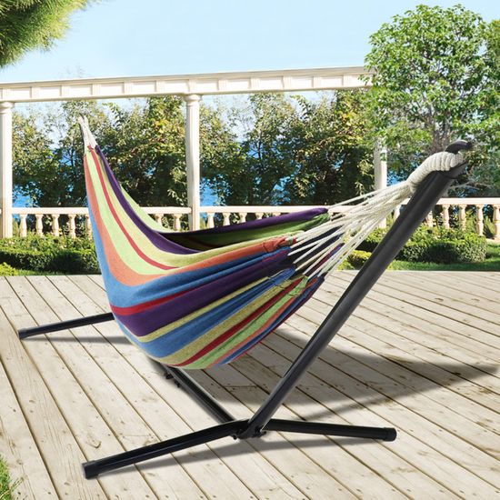 Hamac Sur Pied Avec Support Acier - Extérieur Jardin Ou Terrasse - Pliable Et Portable Jusqu'à 150 Kg