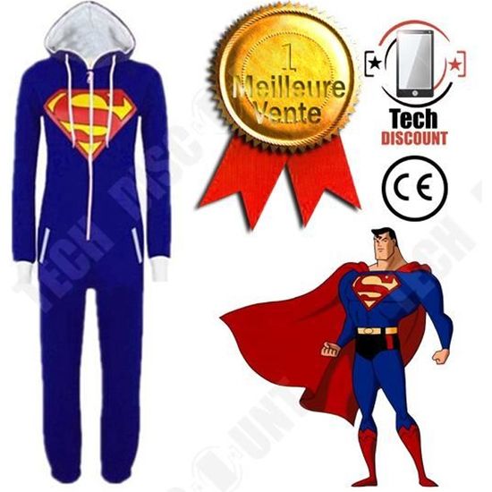 TECH DISCOUNT Pyjama Sweat a capuche bleu Superman superheros DC Comics Cosplay femme fille taille M doux confortable monopie Bleu Cdiscount Pret a Porter
