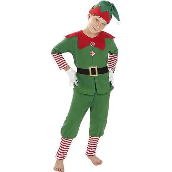 Oyolan Enfant Fille Déguisement Lutin de Noël Robe Velours/Paillett