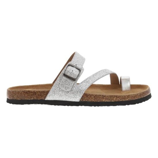 Mules Femme CHATTAWAK - Modèle MAGNOLIA Argenté, Semelle Intérieure Cuir, Taille 37 EU - 8