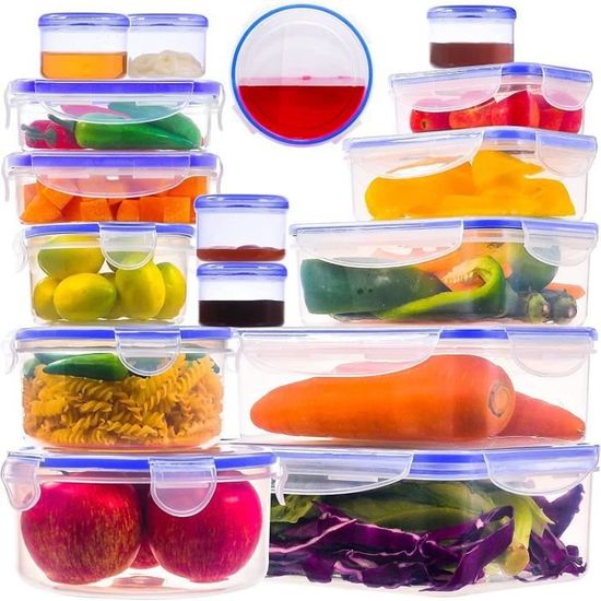 Lot De 27 Boîtes De Rangement Alimentaire En Plastique Avec Couvercles - Multicolore