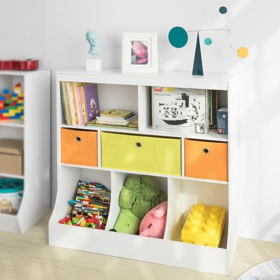 Sobuy Kmb26 W Bibliotheque Meuble De Rangement Pour Livres Et Jouets Etagere Enfant Etagere A Livres Etagere De Rangement Cdiscount Puericulture Eveil Bebe