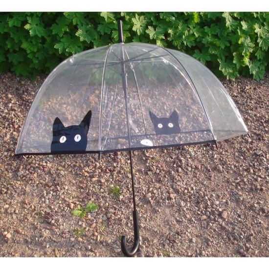 Parapluie Transparent Cloche Avec Motif Chats - Marque Smati, Neuf Avec étiquettes