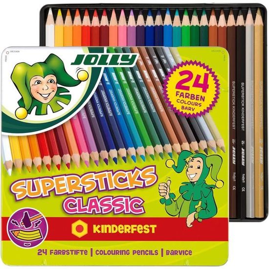 Crayons De Couleur Supersticks Kinderfest, Crayons De Couleur Incassables & Non Toxiques, Made
