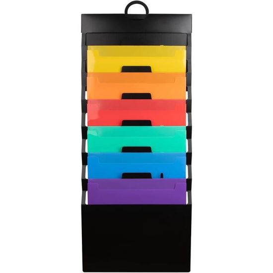 Présentoir Mural Helit Pour Magazines A3 - 4 Poches Transparentes Paysage Noir | Rangement Bureau Ou Maison