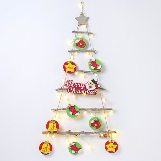 Arbre échelle En Bois Avec étoile à Suspendre Au Mur, Décoration De Sapin De Noël, Branches à Suspendre En Bois
