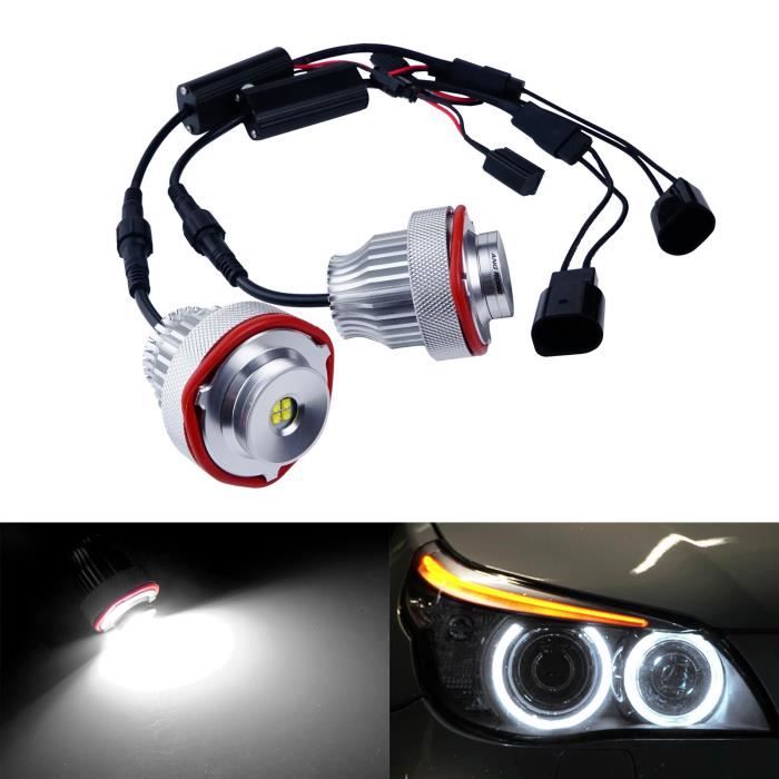 Kit 40W CANBUS LED Blanc Angel Eyes Pour BMW 5 E60 E61 LCI facelift sans xénon 2007-2010 63127187952, 166634001