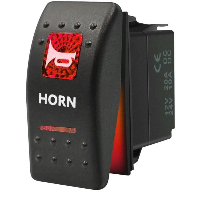 Interrupteur à Bascule Rouge LED pour Klaxons On-Off pour Camion Caravane 5 Pin