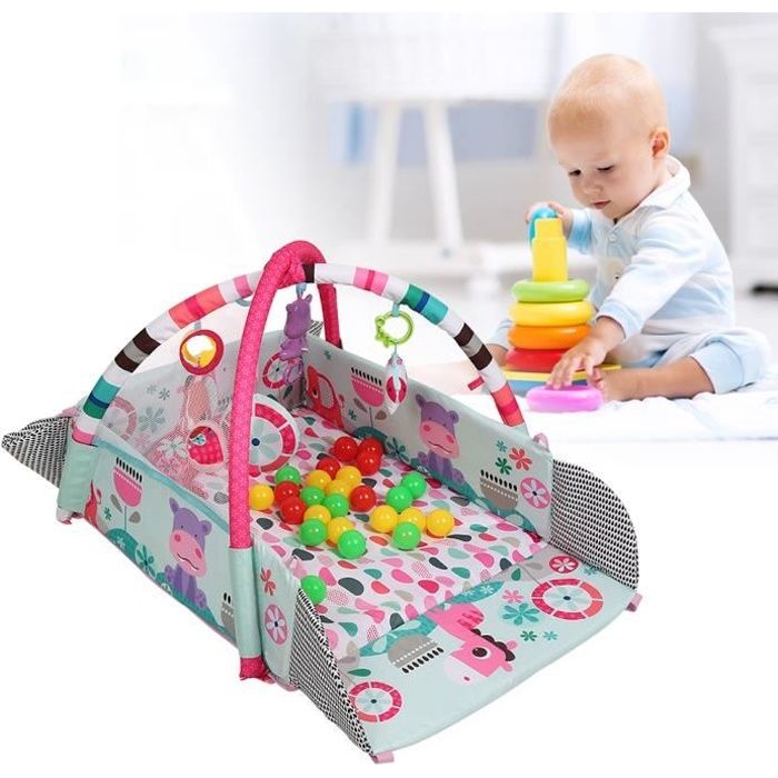 YOU. Tapis d'Eveil évolutif multifonction 5-en-1 Bright Starts - jouets musical 30 balles incluses - rose